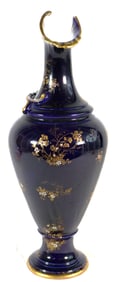 Hand-painted porcelain Austria cobalt blue pitcher. Stamped underneath