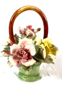 Vintage Capodimonte Flowers Basket