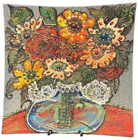 Painted Plate signed Hector Cata (1947). Cuban art