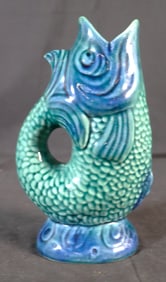 vintage pottery majolica fish vase Portugal