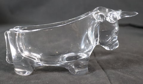 Crystal Bull Pipe holder Ashtray Glass Art from VANNES France