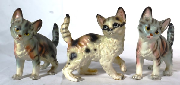 Three Vintage Cat Figurine