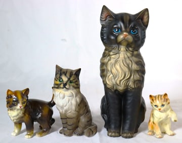 Four Vintage Porcelain Cat Figurines
