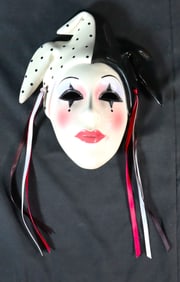 vintage Clay Art Ceramic Face painted with women Joker face