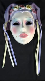 Clay Art Ceramic Face Wall Mask, Spring Jester, Wall Hanging
