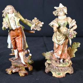 Pair of ceramic figures, lady and gentleman figurines