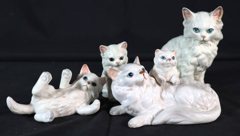 Four Vintage White Persian Cat Set 4 Figurines