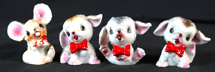 Four Small Vintage Sugar Ceramic Figurine  from Japan