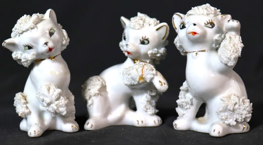 Cats Spaghetti Set Vintage White Figurines Japan
