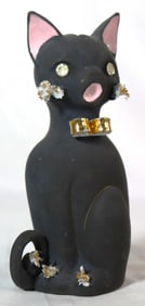 Vintage Lefton Black Cat Bank Rhinestone Eyes from Japan
