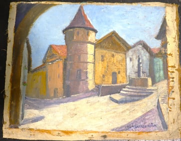 Unframed Oil on canvas signed Hildegarde Hamilton