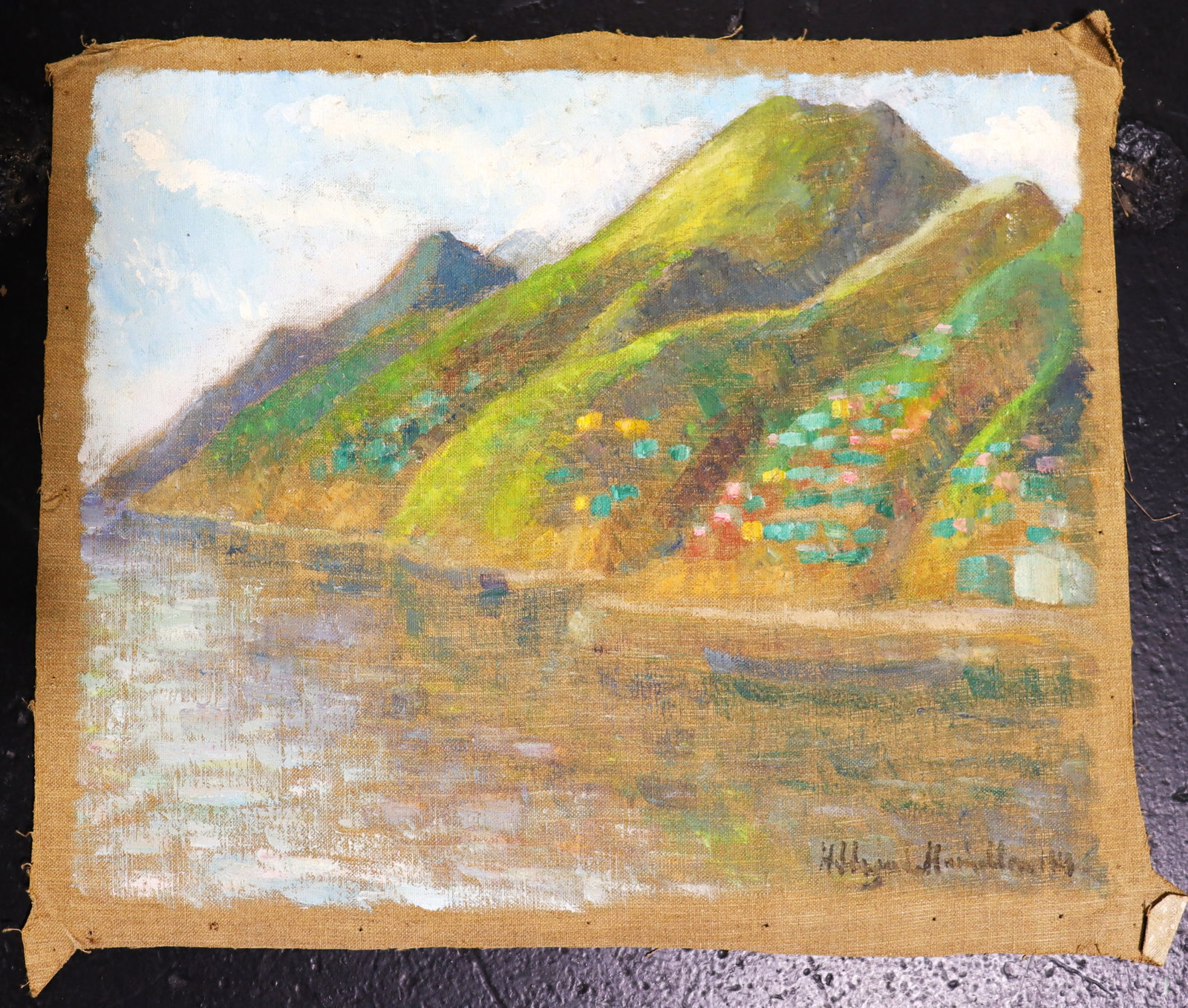 Unframed Oil on canvas signed Hildegarde Hamilton: Unframed Oil on canvas signed Hildegarde Hamilton Hildegarde Hamilton, American (1898 - 1970) DIMENSIONS Height 15 inch / 38 cm 