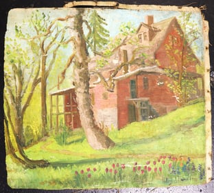 Unframed Oil on canvas signed Hildegarde Hamilton