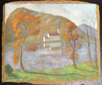 Unframed Oil on canvas signed Hildegarde Hamilton