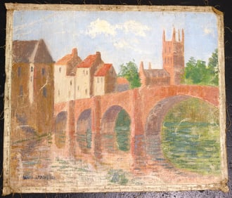 Unframed Oil on canvas signed Hildegarde Hamilton