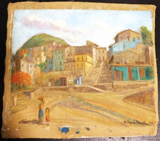 Unframed Oil on canvas signed Hildegarde Hamilton