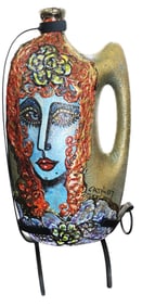 Handmade painted ceramic signed Hector Cata and dated 07 Cuban art