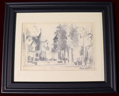 Framed Charcoal on paper signed Edward Hopper lower right: Framed Charcoal on paper signed Edward Hopper lower right Edward Hopper (1882-1967 American) We do not have a COA for this piece and is therefore being sold in the manner of&nbsp;Edward Hopper DIMENSI