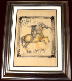 Framed Watercolor and ink on paper signed SALVADOR DALI and dated  1966