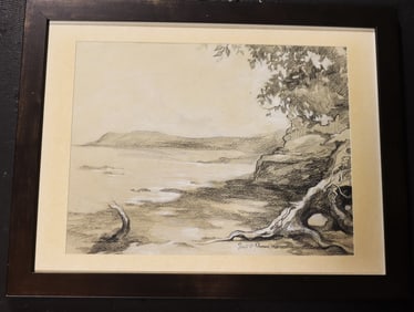Framed charcoal and pastel on paper, signed Juan O'Gorman and dated 1966