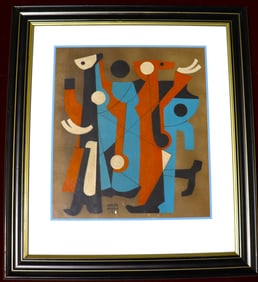 Framed Mixed Media on paper signed Carlos Merida and dated 1974