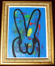 Framed Mixed Media on paper signed Hunt Slonem and dated 2005 on reverse