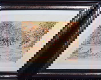 Framed Watercolor and Ink Signed HARMON and dated 1939