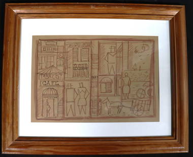 Framed Mixed Media on paper signed JOAQUIN TORRES-GARCIA: Framed Mixed Media on paper signed JOAQUIN TORRES-GARCIA JOAQUIN TORRES-GARCIA (Uruguayan, 1874-1949) We do not have a COA for this piece and is therefore being sold in the manner of&nbsp;JOAQU