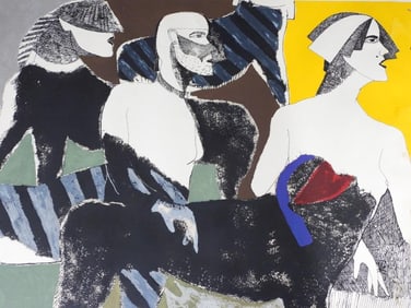 Unframed Lithograph on Paper signed. Moises Finale (Born 1957). Cuban and dated 1991