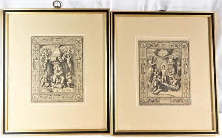 Wierix,  Pair of Black & White engavings after the drawing of Crispin Van Den Broek