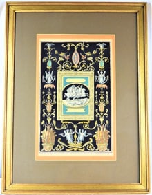 Framed Neo-classical colored plate