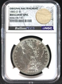1883-MORGAN SILVER DOLLAR FROM ORIGINAL BAG FRAGMENT