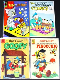 Four Comics books, TOM and JERRY, GOOFY, PINOCCHIO and WALT DISNEY's COMICS