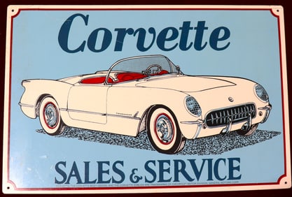 Vintage Metal Sign Corvette Sales & service