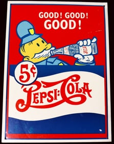 Vintage PEPSI COLA 5¢ SODA Metal Sign