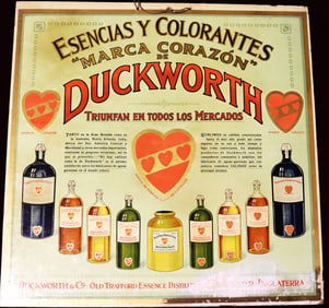Duckworth Flavorings Spanish Language String Hung Cardboard Sign Manchester England