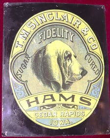 Vintage T.M. Sinclair & Co. Fidelity Sugar cured Ham tin Advertis sign