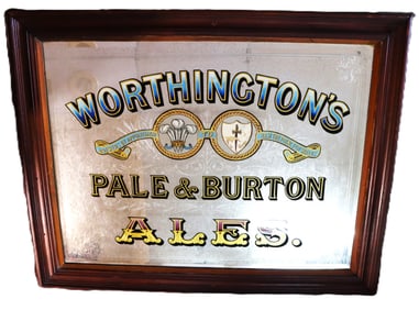 Large Framed Vintage Pub Sign and Mirror