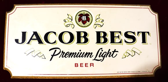 Vintage Framed "Jacob Best Premium Light Beer" wooden Sign