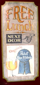 VINTAGE ADVERTISING PABST BLUE RIBBON WOODEN TAVERN BAR SIGN