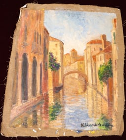 Unframed Oil on canvas signed Hildegarde Hamilton