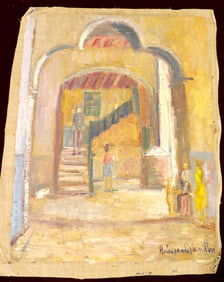 Unframed Oil on canvas signed Hildegarde Hamilton