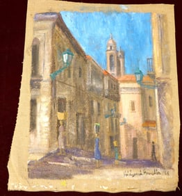 Unframed Oil on canvas signed Hildegarde Hamilton