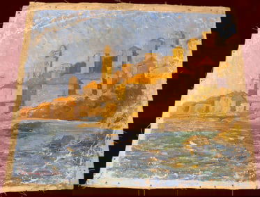 Unframed Oil on canvas signed Hildegarde Hamilton