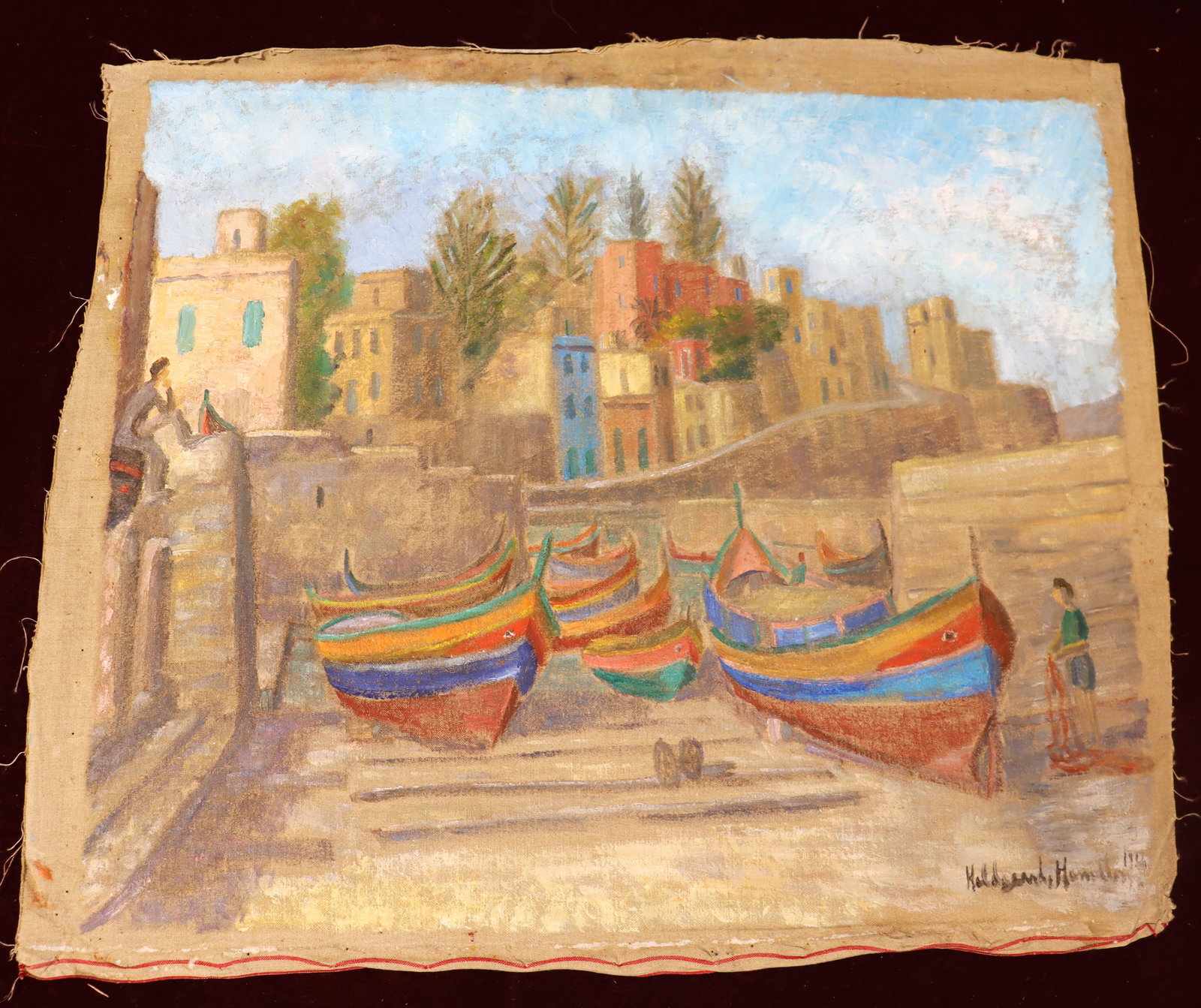 Unframed Oil on canvas signed Hildegarde Hamilton: Unframed Oil on canvas signed Hildegarde Hamilton Hildegarde Hamilton, American (1898 - 1970) DIMENSIONS Height: 20 inch / 50,7 cm &n