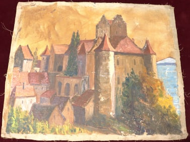 Unframed Oil on canvas Unsigned but attributed to Hildegarde Hamilton
