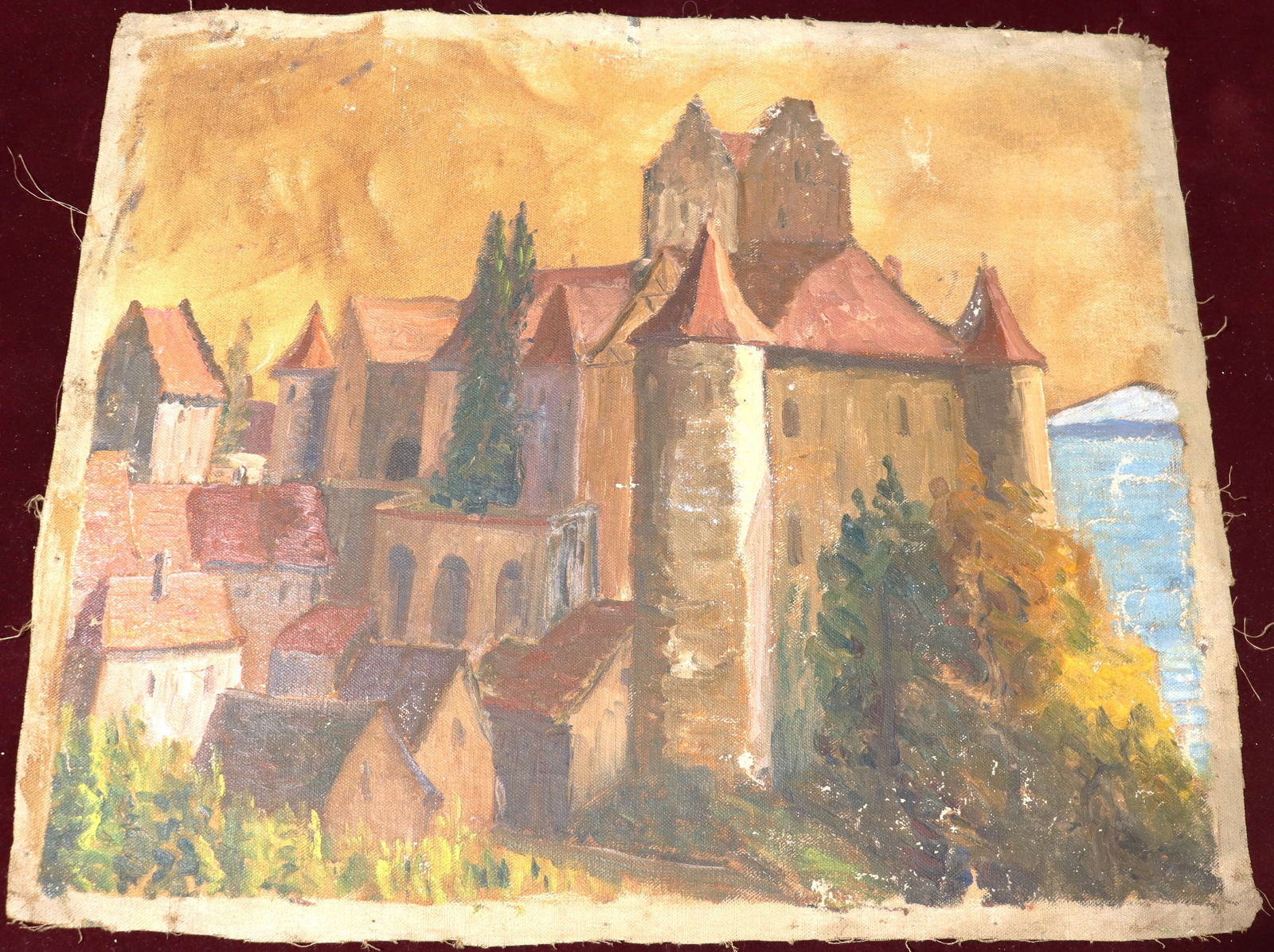 Unframed Oil on canvas Unsigned but attributed to Hildegarde Hamilton: Unframed Oil on canvas Unsigned but attributed to Hildegarde Hamilton Hildegarde Hamilton, American (1898 - 1970) DIMENSIONS Height: 20 inch / 50,7 cm &nb