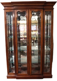 Vintage Lighted Mirrored Curio Display Cabinet Bookcase
