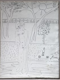 Framed drawing on paper signed María Luisa Señoret (1920-2012)
