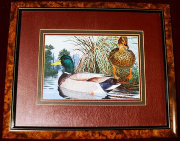 Framed color lithograph on paper signed John Akers, series of 2900Titled Mallard ducks